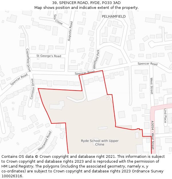 39, SPENCER ROAD, RYDE, PO33 3AD: Location map and indicative extent of plot