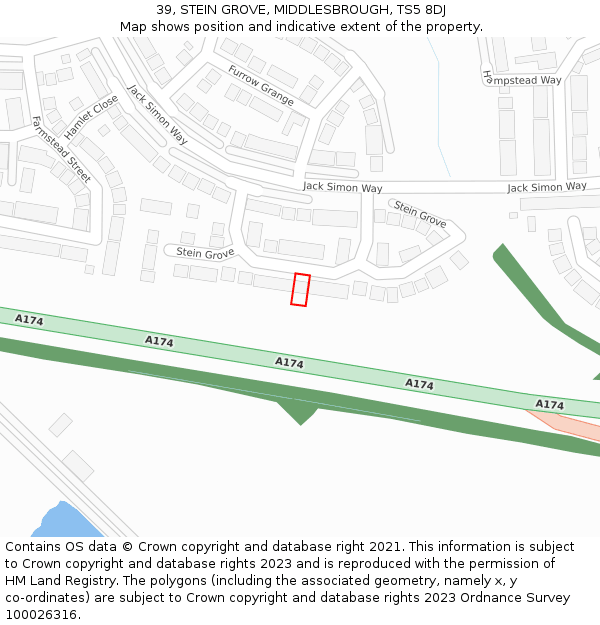 39, STEIN GROVE, MIDDLESBROUGH, TS5 8DJ: Location map and indicative extent of plot