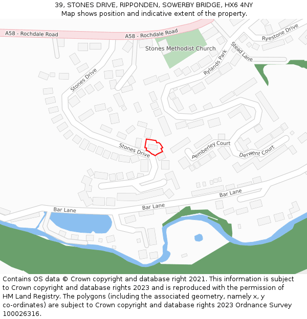39, STONES DRIVE, RIPPONDEN, SOWERBY BRIDGE, HX6 4NY: Location map and indicative extent of plot