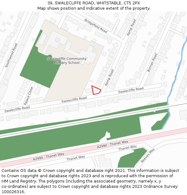 39, SWALECLIFFE ROAD, WHITSTABLE, CT5 2PX: Location map and indicative extent of plot