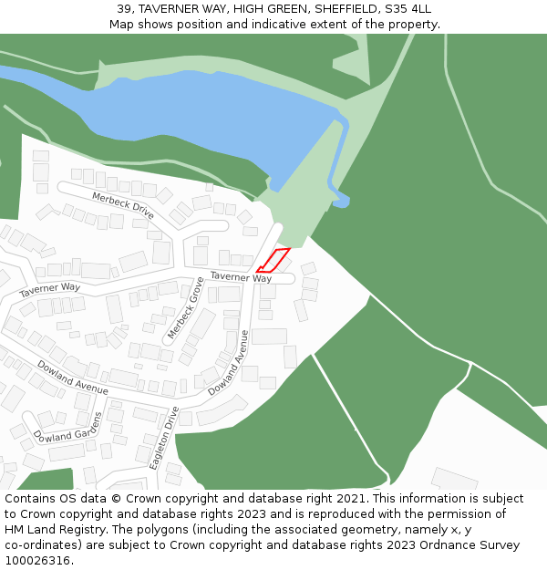 39, TAVERNER WAY, HIGH GREEN, SHEFFIELD, S35 4LL: Location map and indicative extent of plot