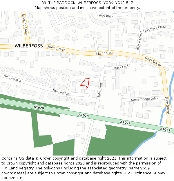 39, THE PADDOCK, WILBERFOSS, YORK, YO41 5LZ: Location map and indicative extent of plot