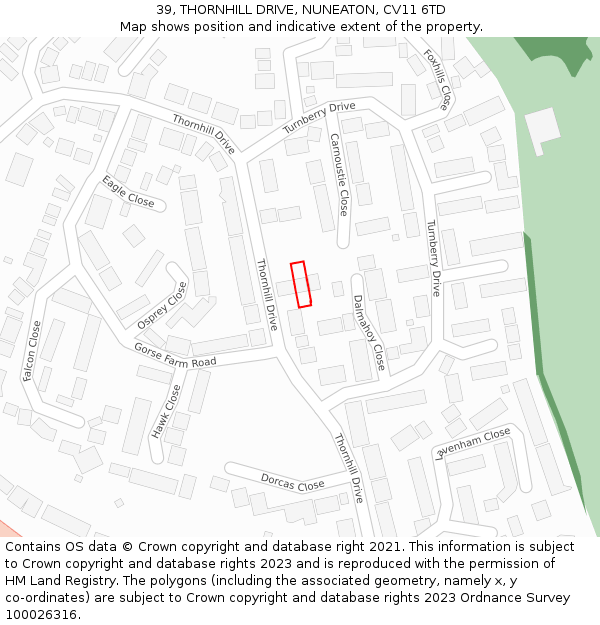 39, THORNHILL DRIVE, NUNEATON, CV11 6TD: Location map and indicative extent of plot