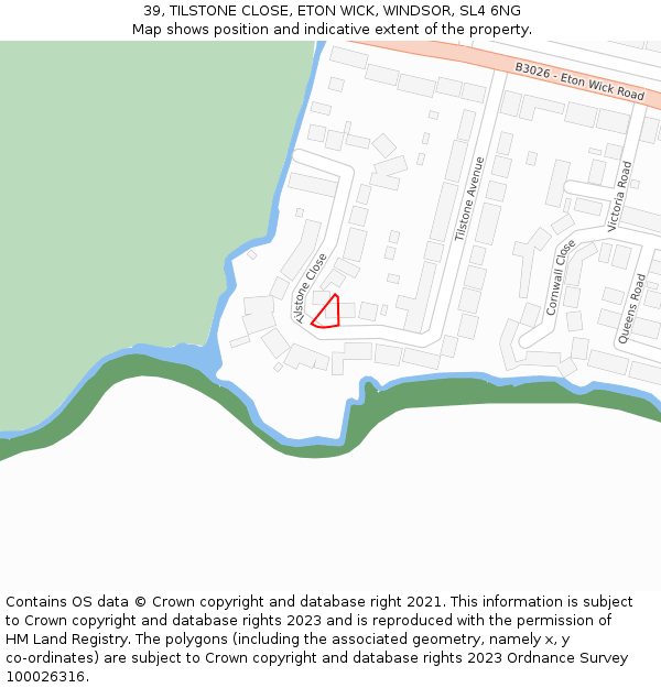 39, TILSTONE CLOSE, ETON WICK, WINDSOR, SL4 6NG: Location map and indicative extent of plot