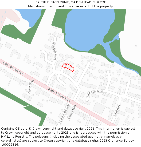 39, TITHE BARN DRIVE, MAIDENHEAD, SL6 2DF: Location map and indicative extent of plot