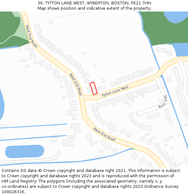 39, TYTTON LANE WEST, WYBERTON, BOSTON, PE21 7HN: Location map and indicative extent of plot