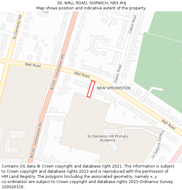 39, WALL ROAD, NORWICH, NR3 4HJ: Location map and indicative extent of plot