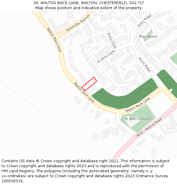 39, WALTON BACK LANE, WALTON, CHESTERFIELD, S42 7LT: Location map and indicative extent of plot