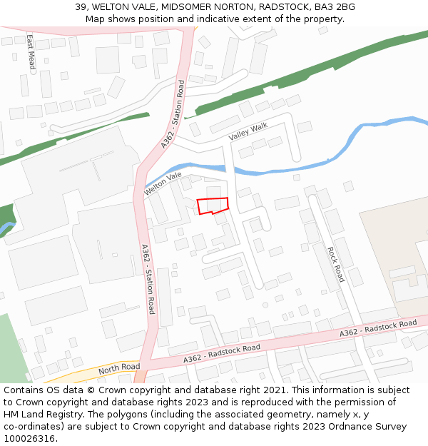 39, WELTON VALE, MIDSOMER NORTON, RADSTOCK, BA3 2BG: Location map and indicative extent of plot