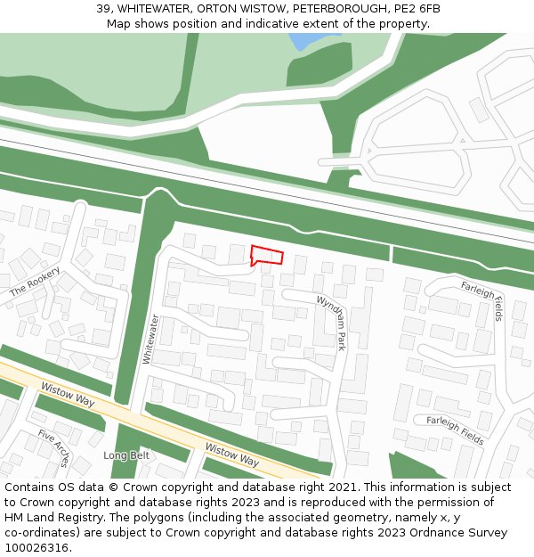 39, WHITEWATER, ORTON WISTOW, PETERBOROUGH, PE2 6FB: Location map and indicative extent of plot
