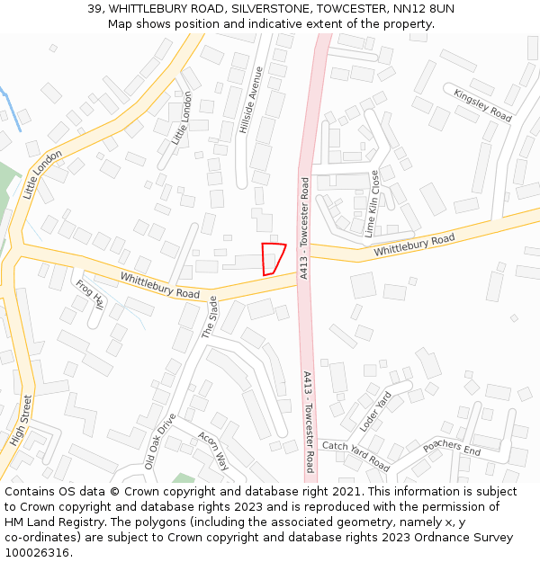 39, WHITTLEBURY ROAD, SILVERSTONE, TOWCESTER, NN12 8UN: Location map and indicative extent of plot