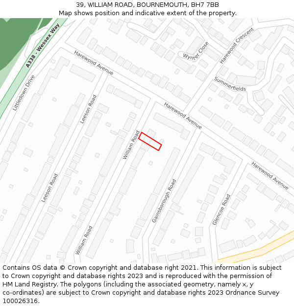 39, WILLIAM ROAD, BOURNEMOUTH, BH7 7BB: Location map and indicative extent of plot