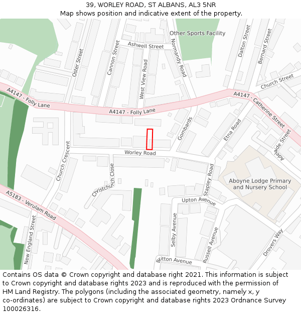39, WORLEY ROAD, ST ALBANS, AL3 5NR: Location map and indicative extent of plot