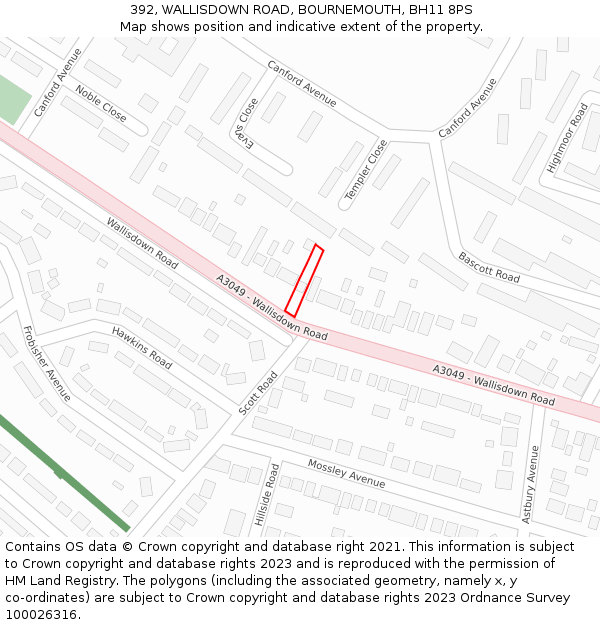 392, WALLISDOWN ROAD, BOURNEMOUTH, BH11 8PS: Location map and indicative extent of plot