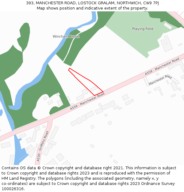 393, MANCHESTER ROAD, LOSTOCK GRALAM, NORTHWICH, CW9 7PJ: Location map and indicative extent of plot