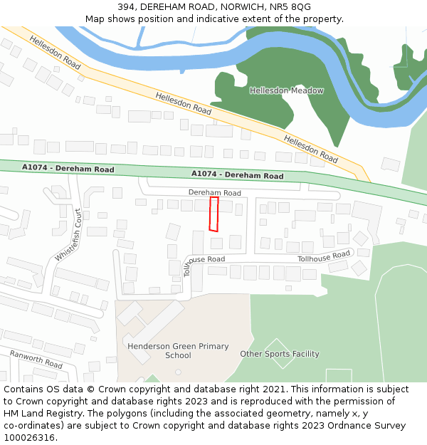394, DEREHAM ROAD, NORWICH, NR5 8QG: Location map and indicative extent of plot