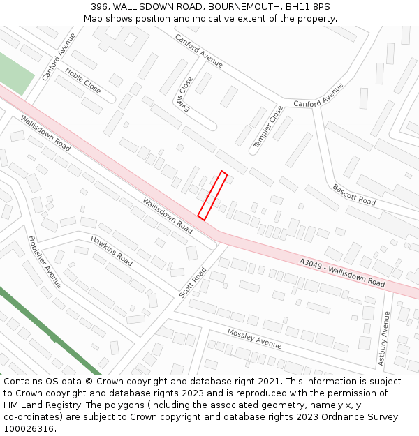 396, WALLISDOWN ROAD, BOURNEMOUTH, BH11 8PS: Location map and indicative extent of plot