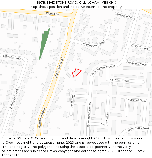397B, MAIDSTONE ROAD, GILLINGHAM, ME8 0HX: Location map and indicative extent of plot