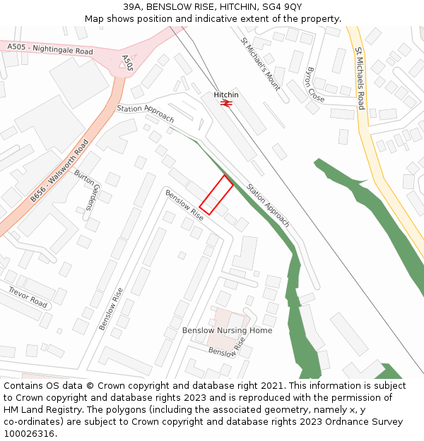 39A, BENSLOW RISE, HITCHIN, SG4 9QY: Location map and indicative extent of plot