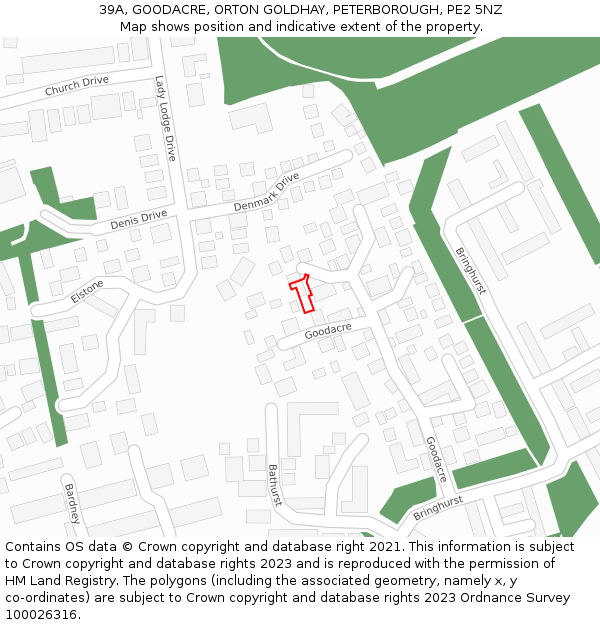 39A, GOODACRE, ORTON GOLDHAY, PETERBOROUGH, PE2 5NZ: Location map and indicative extent of plot