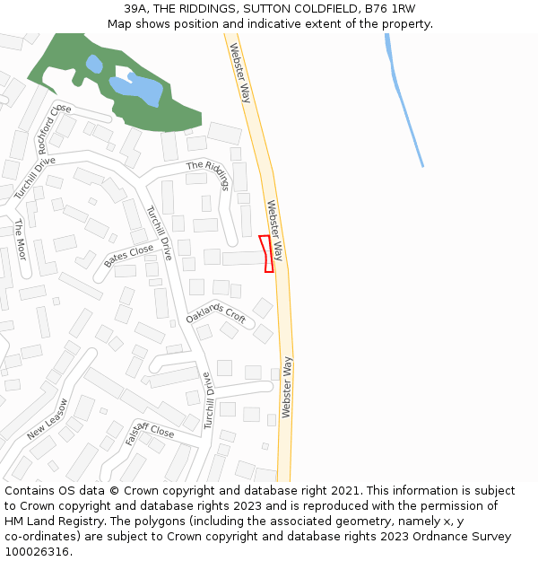 39A, THE RIDDINGS, SUTTON COLDFIELD, B76 1RW: Location map and indicative extent of plot