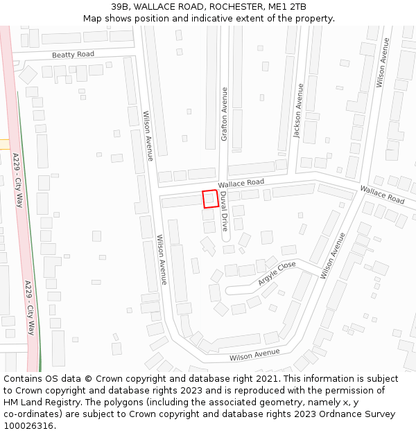 39B, WALLACE ROAD, ROCHESTER, ME1 2TB: Location map and indicative extent of plot