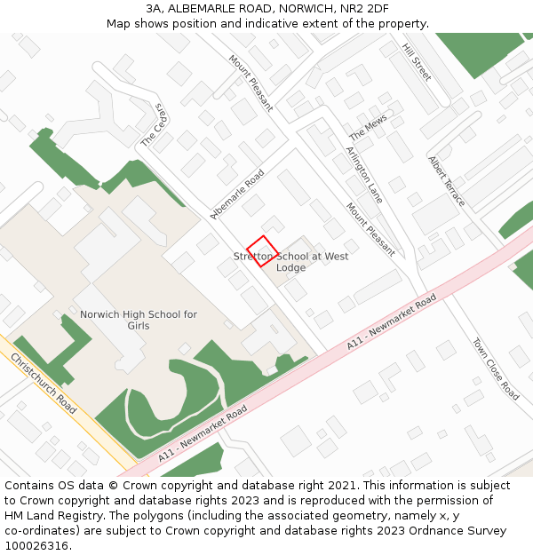 3A, ALBEMARLE ROAD, NORWICH, NR2 2DF: Location map and indicative extent of plot