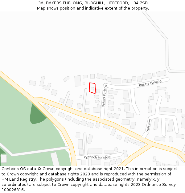 3A, BAKERS FURLONG, BURGHILL, HEREFORD, HR4 7SB: Location map and indicative extent of plot