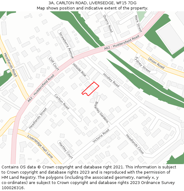 3A, CARLTON ROAD, LIVERSEDGE, WF15 7DG: Location map and indicative extent of plot