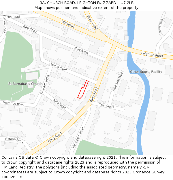 3A, CHURCH ROAD, LEIGHTON BUZZARD, LU7 2LR: Location map and indicative extent of plot