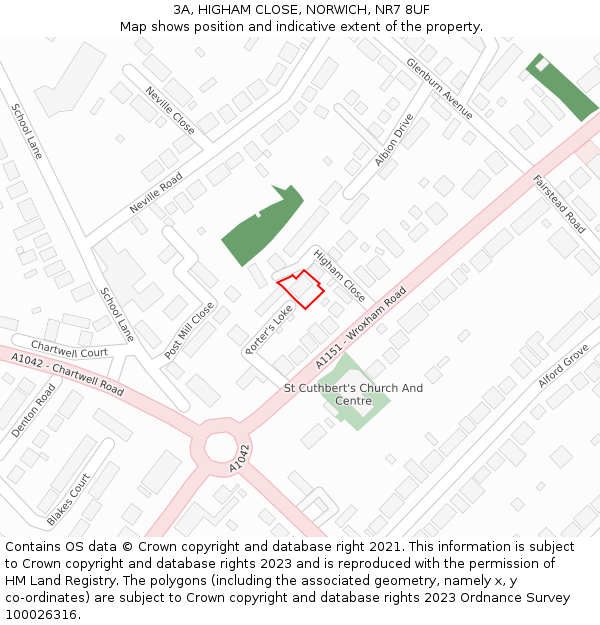 3A, HIGHAM CLOSE, NORWICH, NR7 8UF: Location map and indicative extent of plot