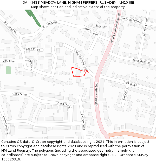 3A, KINGS MEADOW LANE, HIGHAM FERRERS, RUSHDEN, NN10 8JE: Location map and indicative extent of plot