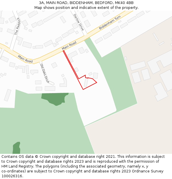 3A, MAIN ROAD, BIDDENHAM, BEDFORD, MK40 4BB: Location map and indicative extent of plot