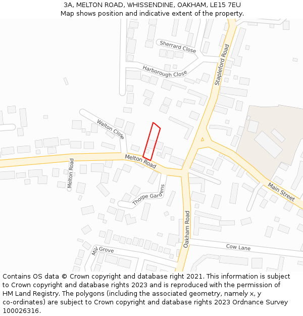 3A, MELTON ROAD, WHISSENDINE, OAKHAM, LE15 7EU: Location map and indicative extent of plot