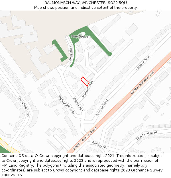 3A, MONARCH WAY, WINCHESTER, SO22 5QU: Location map and indicative extent of plot