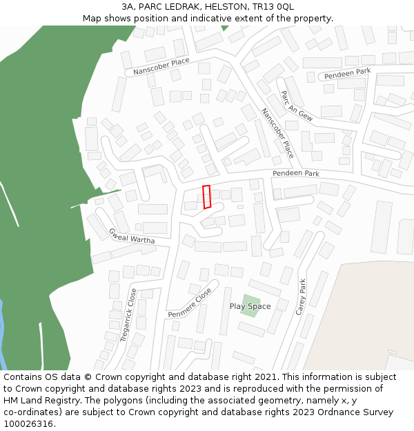 3A, PARC LEDRAK, HELSTON, TR13 0QL: Location map and indicative extent of plot