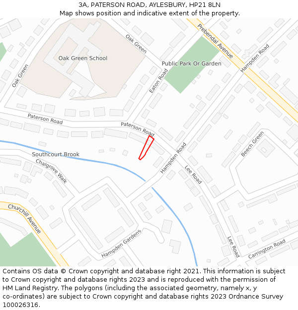3A, PATERSON ROAD, AYLESBURY, HP21 8LN: Location map and indicative extent of plot