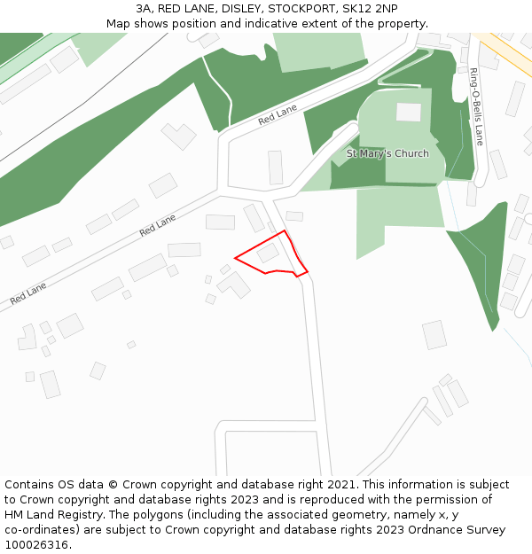 3A, RED LANE, DISLEY, STOCKPORT, SK12 2NP: Location map and indicative extent of plot