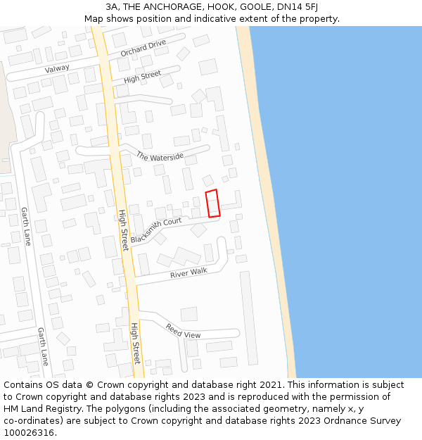 3A, THE ANCHORAGE, HOOK, GOOLE, DN14 5FJ: Location map and indicative extent of plot
