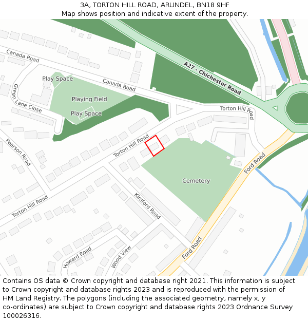 3A, TORTON HILL ROAD, ARUNDEL, BN18 9HF: Location map and indicative extent of plot