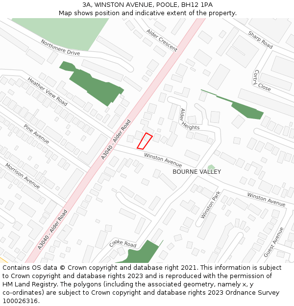 3A, WINSTON AVENUE, POOLE, BH12 1PA: Location map and indicative extent of plot