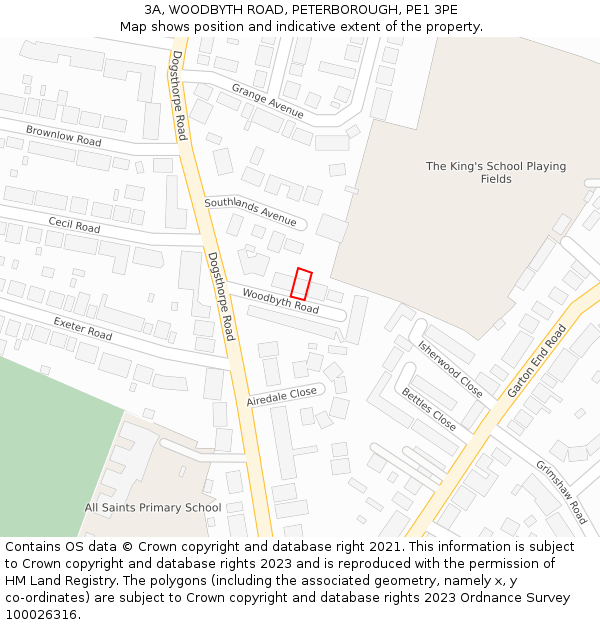 3A, WOODBYTH ROAD, PETERBOROUGH, PE1 3PE: Location map and indicative extent of plot