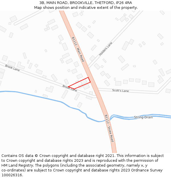 3B, MAIN ROAD, BROOKVILLE, THETFORD, IP26 4RA: Location map and indicative extent of plot