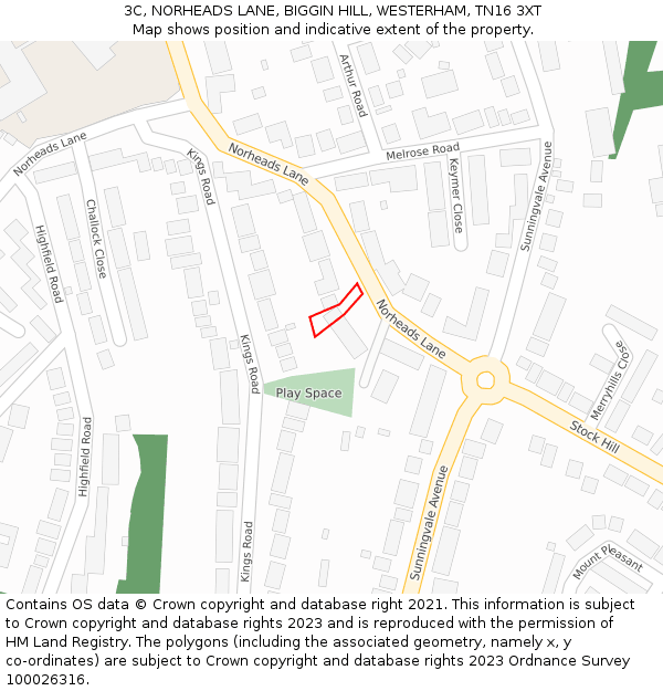 3C, NORHEADS LANE, BIGGIN HILL, WESTERHAM, TN16 3XT: Location map and indicative extent of plot
