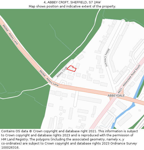 4, ABBEY CROFT, SHEFFIELD, S7 2AW: Location map and indicative extent of plot