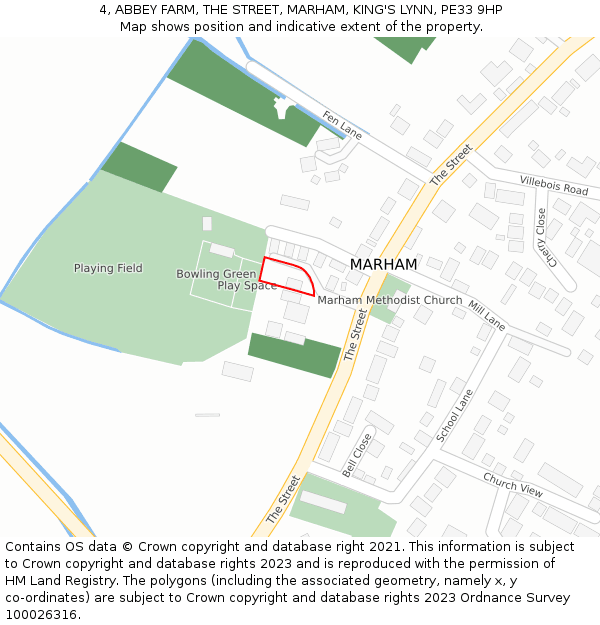 4, ABBEY FARM, THE STREET, MARHAM, KING'S LYNN, PE33 9HP: Location map and indicative extent of plot