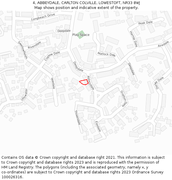 4, ABBEYDALE, CARLTON COLVILLE, LOWESTOFT, NR33 8WJ: Location map and indicative extent of plot