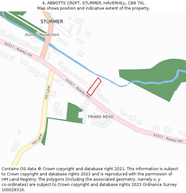 4, ABBOTTS CROFT, STURMER, HAVERHILL, CB9 7XL: Location map and indicative extent of plot