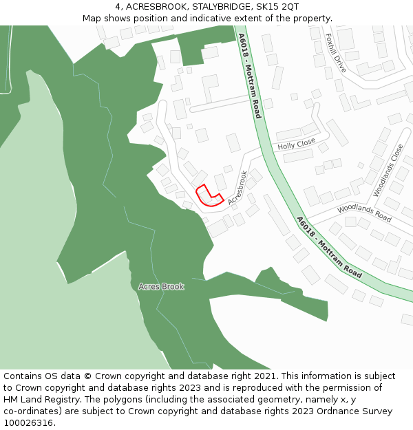 4, ACRESBROOK, STALYBRIDGE, SK15 2QT: Location map and indicative extent of plot