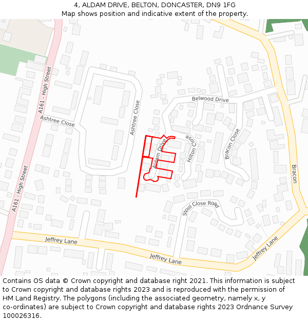 4, ALDAM DRIVE, BELTON, DONCASTER, DN9 1FG: Location map and indicative extent of plot